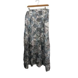 Aventura Women's Paisley Print Organic Cotton Boho Long Flowy Maxi Skirt Size M